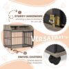 44'' Heavy Duty Large Dog Crate Furniture For Large Medium Dog With Lockable Wheels, Wooden Dog Crate Dog Kennel, End Table Crate With Double Layer Storage - Gray - Image 7