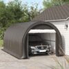 Outsunny - 10' x 16' Carport, Heavy Duty Portable Garage Storage Tent With Large Zippered Door, Anti-Uv Pe Canopy Cover For Car, Truck, Boat, Motorcycle, Bike, Garden Tools, Outdoor Work - Gray - Image 8