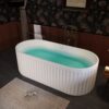 67" Freestanding Solid Surface Bathtub, Luxury Engineered Stone Resin Freestanding Soaking Bathtub With Overflow And Pop-Up Drain Cupc Certified 23S13-67 - Matte White - Image 2