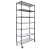7 Tier Metal Shelf Wire Shelving Unit, 2450Lbs Heavy Duty Adjustable Storage Rack With Wheels & Shelf Liners For Closet Kitchen Garage Basement Commercial Shelving - Black - Image 3