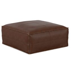 Brody - Large Square Coffee Table Pouf - Distressed Dark Brown