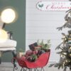 Iron Sleigh Medium, Distressed Christmas Santa Sleigh Holiday Decoration - Black / Red - Image 5