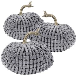 Chenille Weighted Pumpkin (Set of 3) - Gray