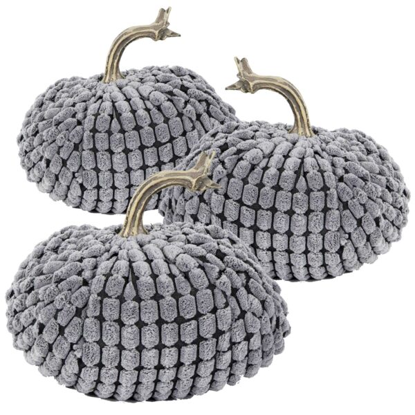 Chenille Weighted Pumpkin (Set of 3) - Gray