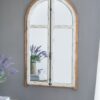 Arch Wood Wall Mirror - Brown Antique White - Image 4