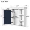 Bathroom Medicine Cabinet With Mirror, Wall Mounted Mirror Cabinet & Storage Organizer, Over The Toilet Storage White Storage Cabinet For Bathroom - White - Image 9