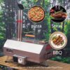 Stainless Steel Pizza Oven Outdoor 12" Automatic Rotatable Pizza Ovens, Portable Wood Fired Pizza Oven Pizza Maker With Timer, Built-In Thermometer, Pizza Cutter & Carry Bag - Silver - Image 15