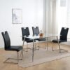 Modern Dining Chairs With Faux Leather Padded Seat Dining Living Room Chairs Upholstered Chair With Chrome Metal Legs Design Side Chairs (Set of 4) - Black / Silver - Image 4