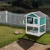 2 Story Wooden Rabbit Hutch Outdoor Indoor Bunny Cage Pull Out Tray, Waterproof Roof - Green - Image 6