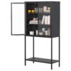Heavy Duty Metal Storage Cabinet, Sideboards & Buffet, Display Storage Cabinet With Glass Doors And 2 Adjustable Shelves, Tall Bookcase Modern Bookshelf Cabinet For Home Office, Living Room - Black - Image 11