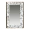 Antique Rectangle Mirror With Floral Accents, Mirrored Display Tray, Hanging Wall Mirror - Silver - Image 2