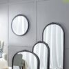 Hand Carved Rose Antique Mirror Frame, Large Arch Mirror Wall Decor For Living Room, Bathroom, Entryway - Black - Image 16