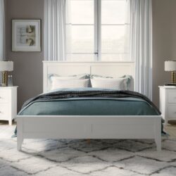 Queen Modern Solid Wood Platform Bed - White