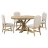 Functional Furniture Retro Style Dining Table Set With Extendable Table And 4 Upholstered Chairs For Dining Room And Living Room - Natural Wash - Image 8