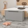 Kids Wooden Toy Box Storage With Safety Hinged Lid For Ages 2+ - Gray - Image 7