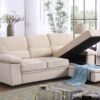 Kipling - Velvet Fabric Reversible Sleeper Sectional Sofa Chaise - Beige - Image 9