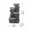 Indoor Outdoor Stone Water Fountain, 4 Tier Polyresin Cascading Rock Bowl Freestanding Fountain With LED Ligh - Gray - Image 3