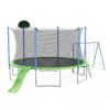 12Ft Trampoline With Slide And Swings, Astm Approved Large Recreational Trampoline With Basketball Hoop And Ladder, Outdoor Backyard Trampoline With Net, Capacity For Kids And Adults - Green / Blue - Image 9
