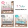 Kids Bookcase With Collapsible Fabric Drawers, Children's Book Display, Toy Storage Cabinet Organizer - White / Pink - Image 21