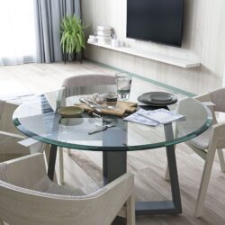 36" Round Tempered Glass Table Top Clear Glass 2 / 5" Thick Beveled Polished Edge - Transparent
