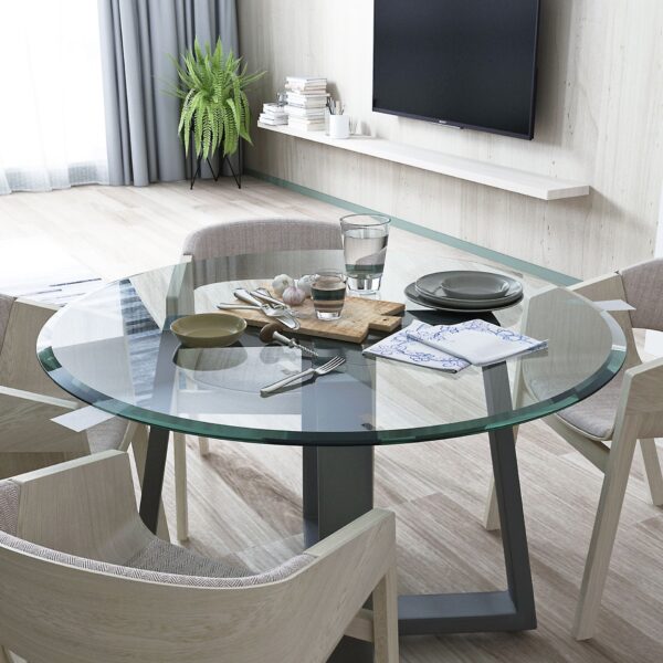 36" Round Tempered Glass Table Top Clear Glass 2 / 5" Thick Beveled Polished Edge - Transparent