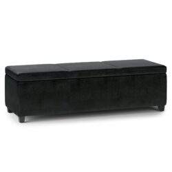 Avalon - Extra Large Storage Ottoman Bench - Midnight Black