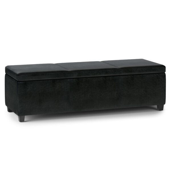 Avalon - Extra Large Storage Ottoman Bench - Midnight Black