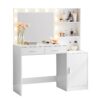 Vanity Desk With Mirror And Lights, 46.4In Dressing Table With 2 Large Drawer & Large Vertical Organizer, 3 Level Dresser & 3 Lighting Modes Adjustable Brightness, Suitable For Bedroom - White - Image 5