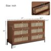 Modern Cannage Rattan Wood Closet 6 Drawer Dresser Wood Storage Cabinet Sideboard For Bedroom, Living Room, Entryway, Hallway - Walnut - Image 8