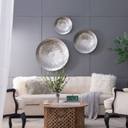 Textured Oversized Disc, Wall Decor For Living Room (Set of 3) - Silver