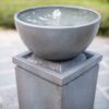 16.3" Polyresin Zen Bowl Water Fountain, Outdoor Bird Feeder / Bath Fountains, Relaxing Water Feature For Garden Lawn Backyard Porch - Gray - Image 7