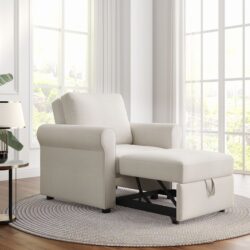 3 In 1 Sofa Bed Chair, Convertible Sleeper Chair Bed, Adjust Backrest Into A Sofa, Lounger Chair, Single Bed, Modern Chair Bed Sleeper For Adults - White