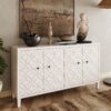 Accent Cabinet 4 Door Wooden Cabinet Sideboard Buffet Server Cabinet Storage Cabinet, For Living Room, Entryway, Hallway, Office, Kitchen And Dining Room - White Wash - Image 2