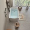 49'' Acrylic Freestanding Soaking Bathtub, Square-Shape Japanese Soaking Hot Tub, Sit-In Design With Chrome Overflow And Drain For Express Delivery 23Amazing-49 (W1920P179228) - Glossy White - Image 10