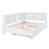 Wooden Full Size Daybed With Twin Size Trundle, Daybed With Storage Shelf And USB Charging Ports - White - Image 7