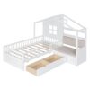 Twin Size House Bed With Sofa, Kids Platform Bed With 2 Drawers And Storage Shelf - White - Image 5