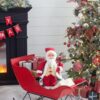Iron Sleigh Large, Distressed Christmas Santa Sleigh Holiday Decoration - Black / Red - Image 5