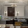 36X30" Glossy Brushed Silver Framed Mirror For Bathroom Rectangular Wall Bathroom Mirror Metal Frame Farmhouse Mirror Large Decorative Square Corner Rectangle Mirror (Horizontal & Vertical) - Silver - Image 6