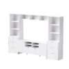 4 Piece Entertainment Wall Unit With 13 Shelves, 8 Drawers And 2 Cabinets, Multifunctional TV Stand Media Storage Cabinet With Fluted Line Surface For Living Room, For TVs Up To 70" - White - Image 17