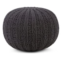 Shelby - Hand Knit Round Pouf - Slate Gray