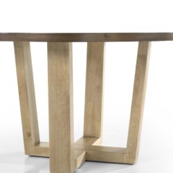 Brutus - Contemporary Round Dining Table With Wheat Colored Base - Vintage Walnut