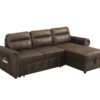 Hugo - Reversible Sleeper Sectional Sofa Chaise With USB Charger - Brown - Image 2
