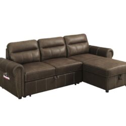 Hugo - Reversible Sleeper Sectional Sofa Chaise With USB Charger - Brown