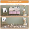 Kids Bookcase With Collapsible Fabric Drawers, Children's Book Display, Toy Storage Cabinet Organizer - White / Pink - Image 24