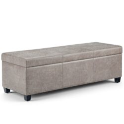 Avalon - Storage Ottoman Bench - Distressed Gray Taupe
