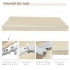 Outsunny - 12' x 8' Retractable Awning Patio Awnings Sun Shade Shelter With Manual Crank Handle, 280G / M² Uv & Water-Resistant Fabric And Aluminum Frame For Deck, Balcony, Yard - Cream White - Image 6