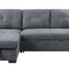Toby - Woven Fabric Reversible Sleeper Sectional Sofa With Storage Chaise Cup Holder Charging Ports And Pockets - Gray - Image 2