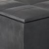 Avalon - Square Coffee Table Storage Ottoman - Distressed Black - Image 3
