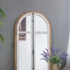 Arch Wood Wall Mirror - Brown Antique White - Image 6