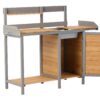 Outdoor Potting - Bench, Workstation Table With Cabinet For Backyard Garden Supplies - Brown / Gray - Image 16